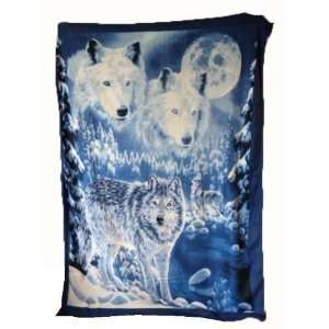  Wolf in Snow Premium Polar Fleece Twin/full Size Blanket 