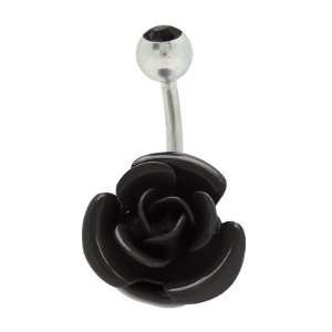  Black Rose Flower Belly Button Ring Jewelry