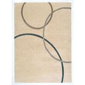  Modern Area Rugs 5x7 Ivory Rings Wool Knotted Carpet Furniture