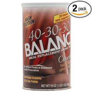 Balance Bar 40 30 30 Powder Meal Replacement Drink, Chocolate, 19 