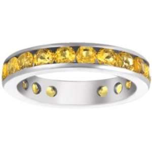   Romance Channel Set Natural Yellow Beryl Eternity Ring (7.5) Jewelry