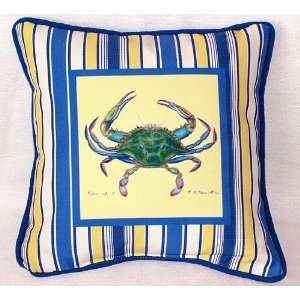  Betsy Drake SN005 Stripe Blue Crab Small Outdoor Indoor 