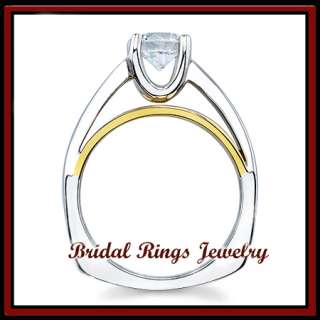 50 carat H I Designer Round Cut Diamond Ring 14K 2 Toned Gold  