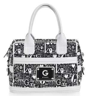 by GUESS DYNASTY Box Satchel Bag Purse Large Black and White BNWT 
