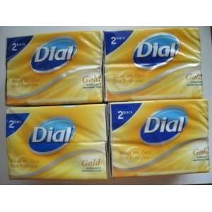 Dial Gold Antibacterial Deodorant Soap TWO 3.2 Oz Bars (Pack of 4)