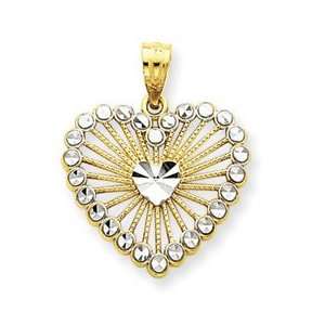  14k Yellow & Rhodium Gold Diamond cut Fancy Etched Design 