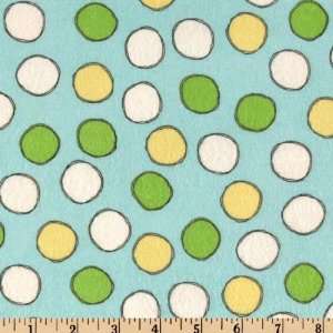  44 Wide Flannel Balls Blue/Yellow Fabric By The Yard 