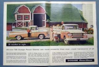 1958 Dodge Power Giants Truck Ad TO MARKET IN STYLE  