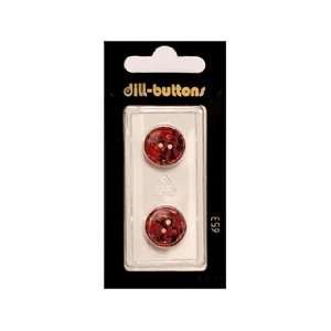  Dill Buttons 15mm 2 Hole Red 2 pc (6 Pack)