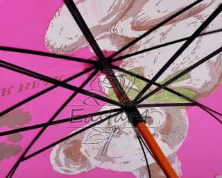 New Cute Bear Herringbone Sun Rian Stick Umbrella  