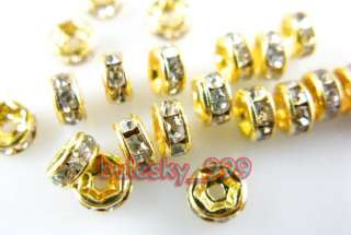   100pcs A+Grade Crystal Rhinestone Rondelle Bead 4mm R137 Clear/Gold