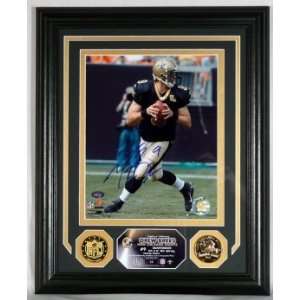  Drew Brees Autographed Photomint with Gold coins Sports 