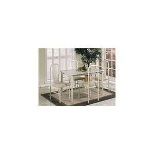  5pcs Ivory Faux Marble Dinging Table and 4 Chairs Set 