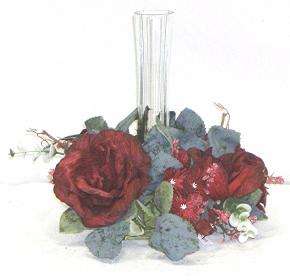 WINE BURGUNDY Roses CANDLE RING Silk Wedding Flowers  