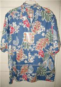 NWT REYN SPOONER Hawaiian Aloha Shirt Blue Floral XL  