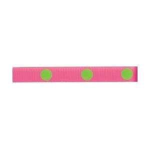  Offray Dippy Dots Ribbon 3/8 Wide 9 Feet Shocking Pink 