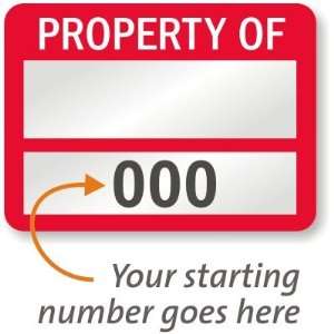  PROPERTY OF ____ (fill in blank), Sequential Numbers 