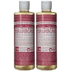  Dr. Bronners Organic Pure Castile Liquid Soap, Rose, 16 
