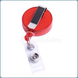Red Retractable ID Card Holder Badge Reel Key Ring NEW  