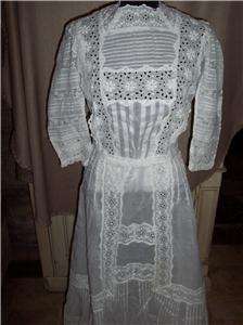   1910 EDWARDIAN OR GIBSON ERA WHITE LACE DRESS ~ EXQUISITE  