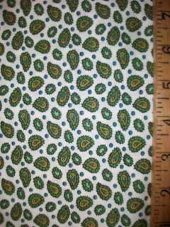 Vintage 38 Small PAISLEY Print Cotton Fabric (1 yd) GREEN  