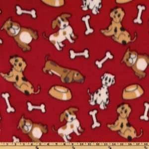  60 Wide Fleece Puppy Dogs Red Fabric By The Yard Arts 