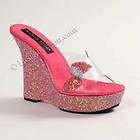 Womens Pink Bow Frill Ruffle Gem Platform Shoes AU Sz 7  