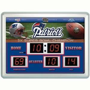   New England Patriots Indoor/Outdoor LED Digital Scoreboard Wall Clock