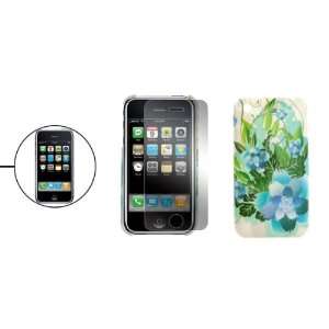  Gino Floral Print Plastic Case Screen Guard for iPhone 3G 