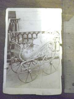 Antique Victorian Baby Photo Ornate Carriage Sepia 6x4  
