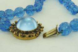 ANTIQUE CHINESE GILT SILVER BLUE PEKING GLASS CARVED BEADS NECKLACE 
