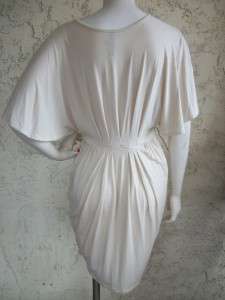 RACHEL PALLY Ivory Stretch Jersey Flutter Sleeve Dress Sz M  