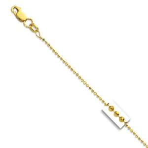    14k Solid Yellow Gold 1mm Diamond Cut Bead Chain 20 Jewelry