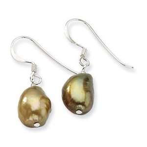    Sterling Silver Golden Freshwater Cultured Pearl Earrings Jewelry