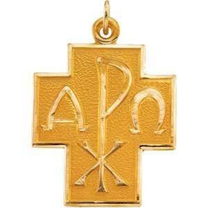 14K Yellow Gold Alpha Omega Cross Pendant Jewelry