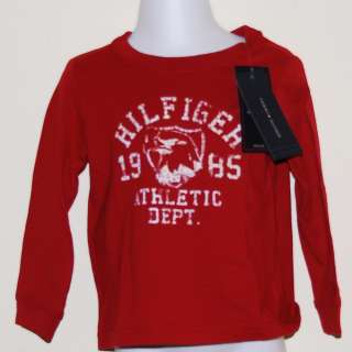   HILFIGER LONG SLEEVE GRAPHIC T SHIRT SIZE SZ 18 12 RED 6 3T  