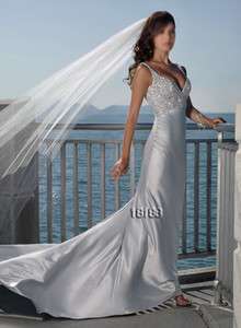 Beach Gray Silver Prom/Bridal Gown/Wedding Dress Custom size Free 