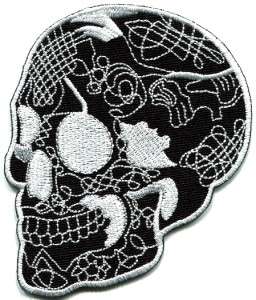 Skull tattoo horror biker goth emo punk rock metal applique iron on 
