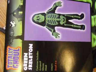 Totally Ghoul GREEN Skeleton Halloween Costume Small Child 4 6 3D 