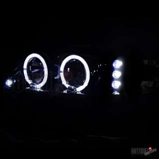 99 04 FORD MUSTANG DUAL HALO GLOSSY BLACK SMOKE LENS LED PROJECTOR 