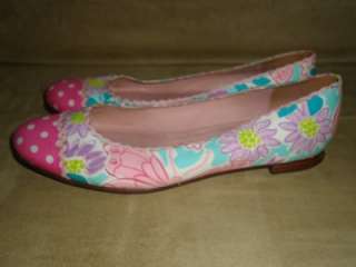 LILLY PULITZER FABRIC POLKA DOTS BALLET FLAT SHOES SIZE 7.5 M  