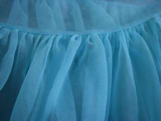 1960s Vintage Partners Please Aqua Blue Ruffle Full Mini Petticoat 