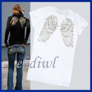 Hollywood Style ANGEL WING PRINT SHORT SLEEVE T SHIRTS  