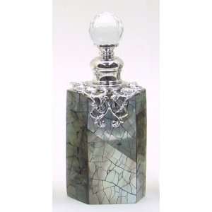  Hexagon Shape Shiny Silver Grey Caprice Perfume Bottle 4in 