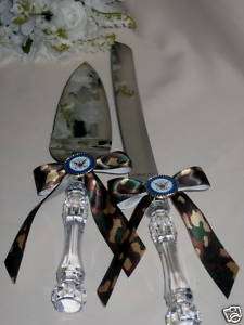 US ARMY MILITARY Wedding CAMO CAKE KNIFE & SERVER  