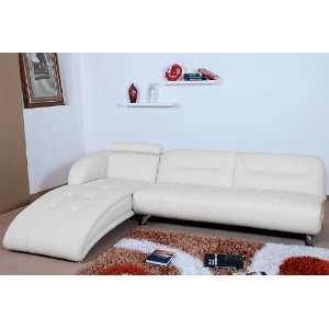  Galaxy Modern Off White Bonded Leather Sectional Sofa 