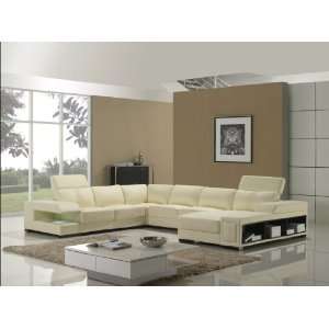  Top Grain Modern Leather Sectional Sofa Set