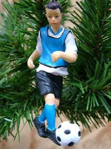 New Blue Youth Boys Soccer Player Ball Cleats Ornament  