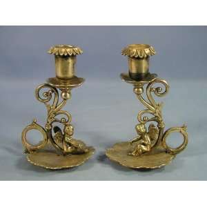  Figural Silverplate Candlesticks