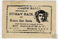 Rare 1880s Trade Card Brooklyn NY Hair Jewelry Wigs  